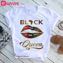 #Women Beautiful African White Funny Print T shirt Girl Black Queen Lip Harajuku 90s Clothes,Drop Ship - funshirtsusa