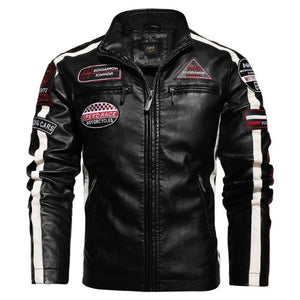 #New Motorcycle Jacket For Men In Autumn/Winter 2020 Fashion Casual Leather Embroidered Aviator Jacket In Winter Velvet  Pu Jacke - funshirtsusa