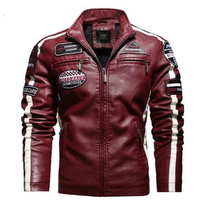 #New Motorcycle Jacket For Men In Autumn/Winter 2020 Fashion Casual Leather Embroidered Aviator Jacket In Winter Velvet  Pu Jacke - funshirtsusa