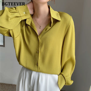 BGTEEVER Office Ladies Striped Women Blouses Tops Full Sleeve Loose Women Shirts Elegant Spring Blusas Mujer 2021 - funshirtsusa