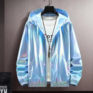 #2021 Summer Colorful Shiny Sunscreen Clothing for Men and Women Couples Thin Breathable Color Thin Jacket Trend Large Size - funshirtsusa