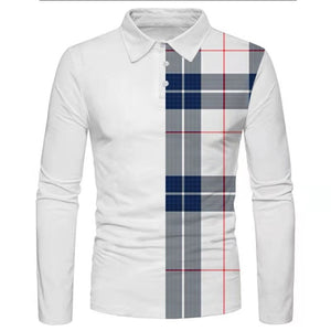 #Mens Fashion Patchwork Long Sleeve Polo Shirts Casual Turn-down Collar Zipper Top Slim Polo Shirt for men 2021 Autumn Streetwear - funshirtsusa